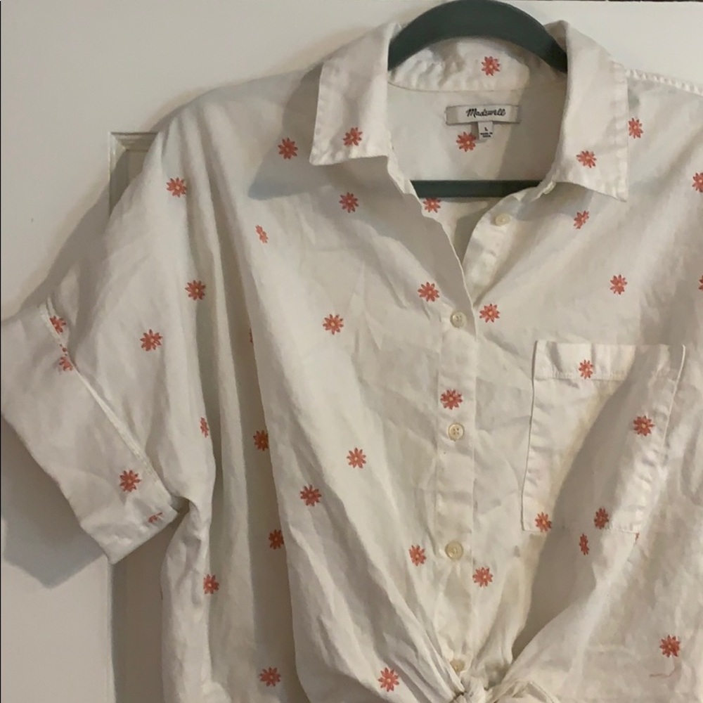 Madewell Embroidered Flowers Shirt